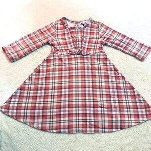 Rare Editions Red and White Plaid Kids Dress